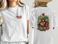 White t-shirt with "Cocoa Cabana" logo on front, and monkey graphic on back.