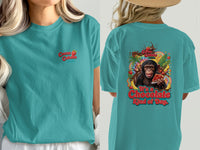 Chimpanzee eating cake on t-shirt with "It's a Chocolate Kind of Day."