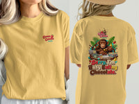 Yellow t-shirt with "Cocoa Cabana" logo on the front and monkey graphic on the back.