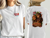 White t-shirt with Cocoa Cabana logo and monkey graphic text "Keep Your Hands Off My Chocolate."